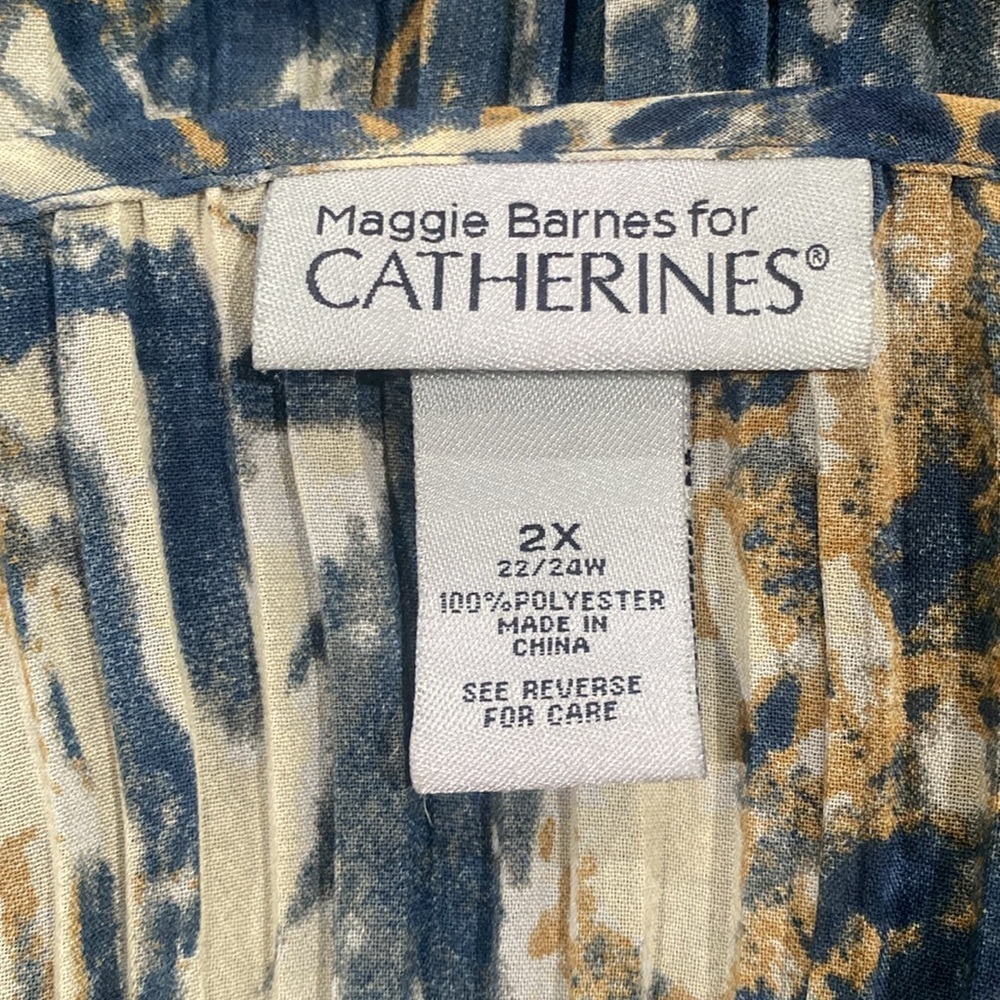 Catherines Artistic‎ Blue and Tan Blouse Size 2X - Picture 6 of 6